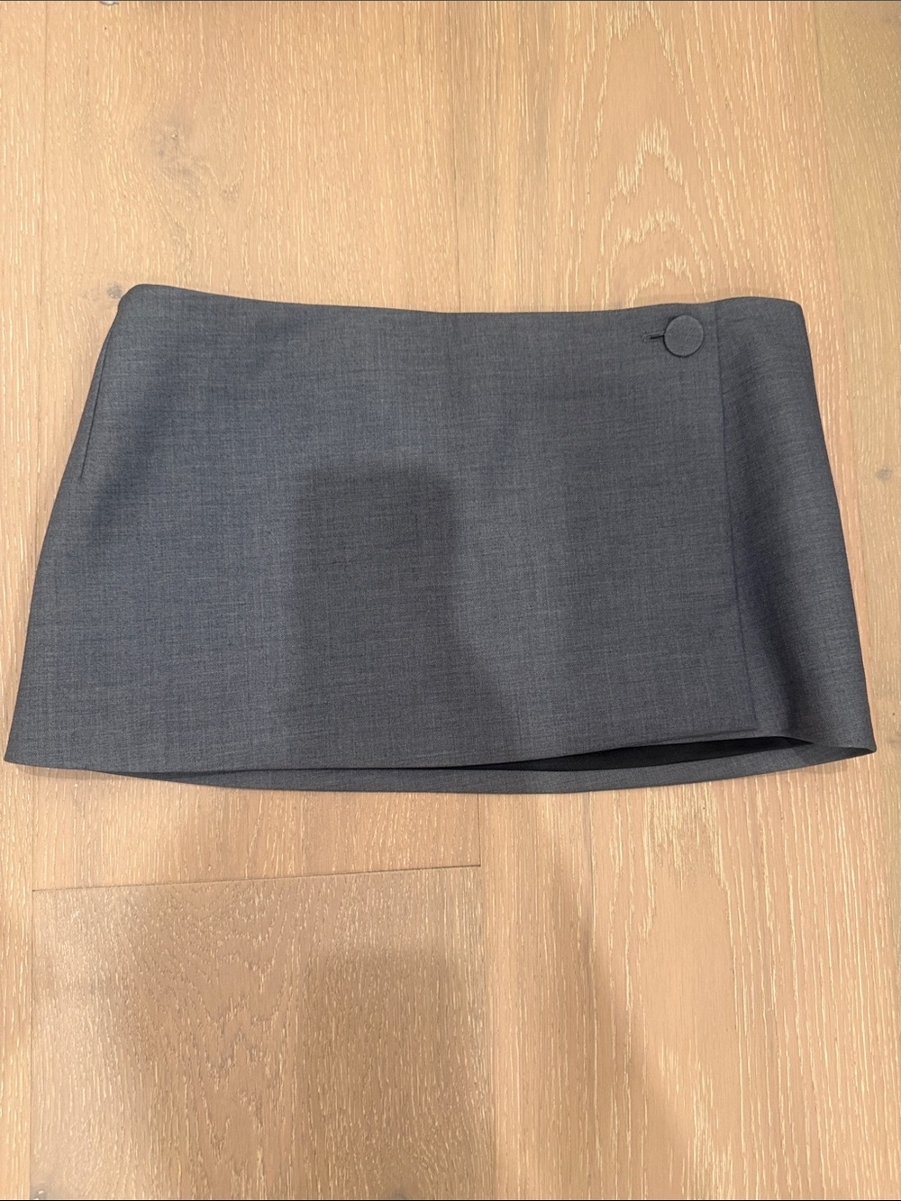 Grey Mini Skirt with Button Accent